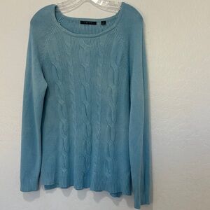 Cyrus Women's Size XL Light Blue Cable Knit Sweater Long Sleeve Pullover crew‎